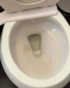A stained toilet bowl
